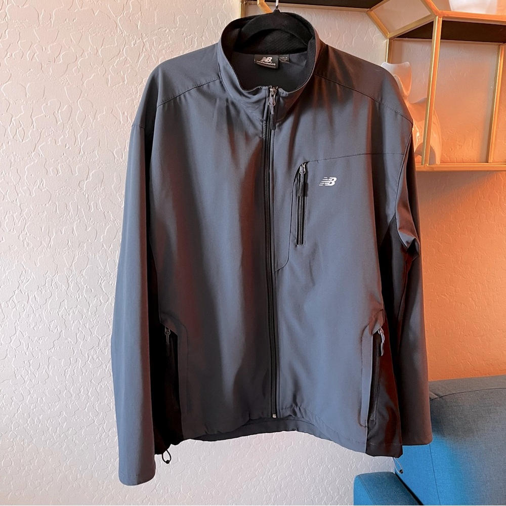 New Balance Full Zip Gray Mock Neck Lightweight Jacket mens size large L